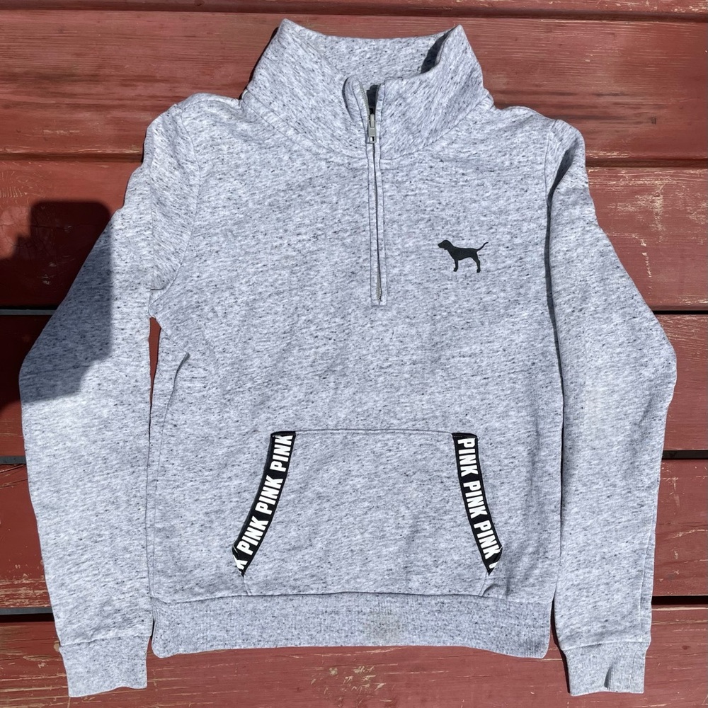 Women’s extra small grey PINK quarter-zip sweatshirt